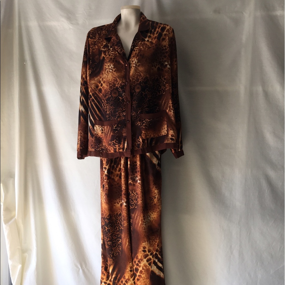 COPPER & BRONZE LIQUID SATIN LOUNGE PAJAMAS
