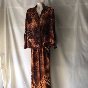 COPPER & BRONZE LIQUID SATIN LOUNGE PAJAMAS