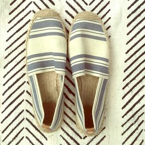 Tory Burch espadrille flats navy white stripe