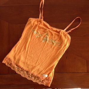 Orange Lace Trim Baby Phat Tank