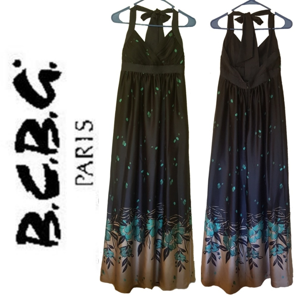 BCBG Paris Maxi Halter Dress - Navy Floral