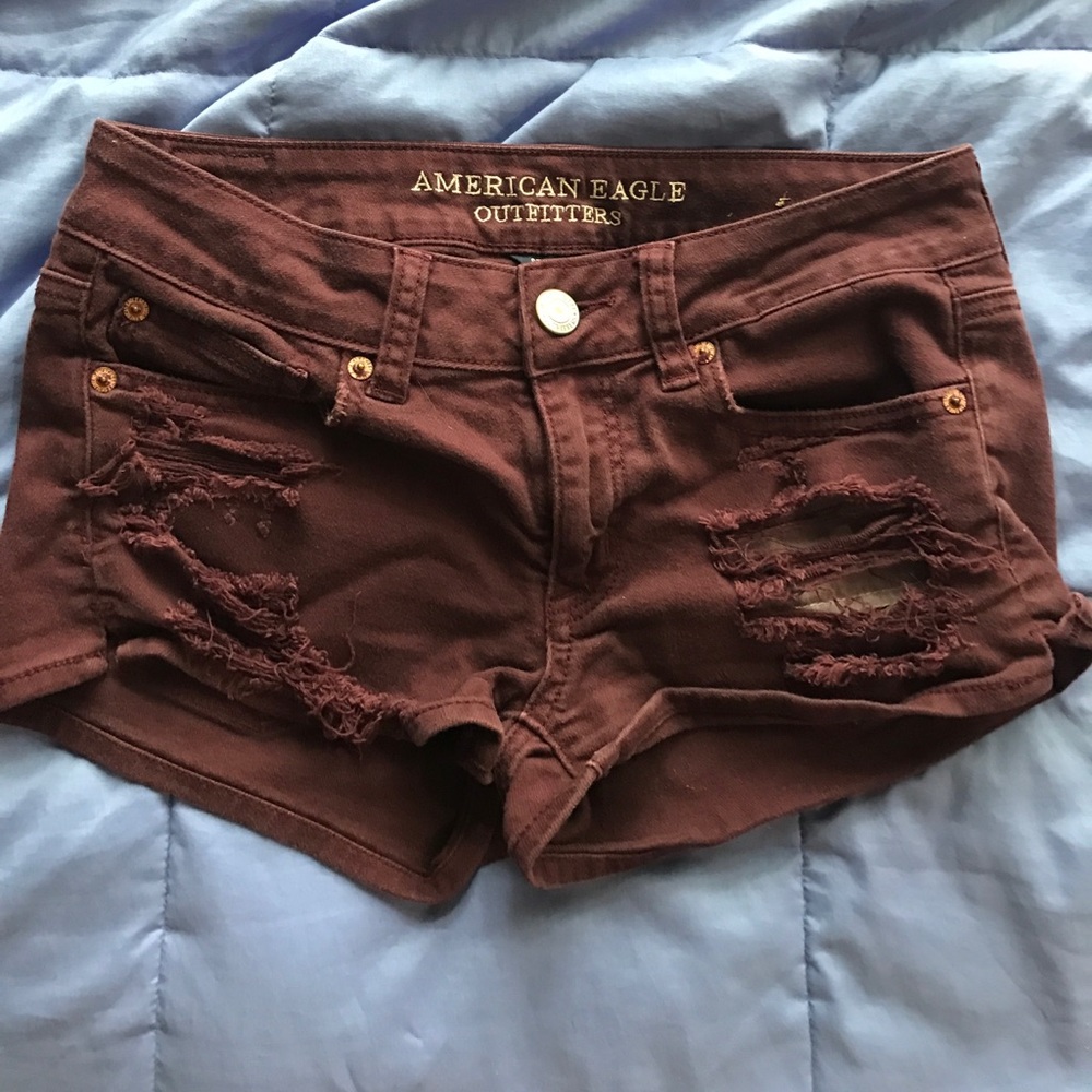 Destroyed denim shorts