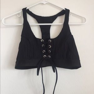 Lace front sports bra