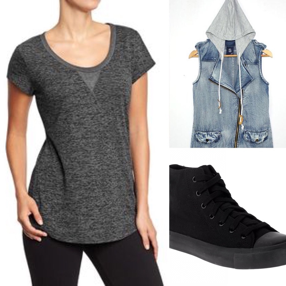 2/$8🆑🆕 Old Navy Sheer Black Burnout Tee Shirt