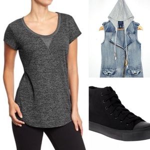 2/$8🆑🆕 Old Navy Sheer Black Burnout Tee Shirt