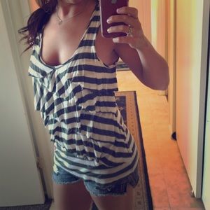 Green and white striped tank top