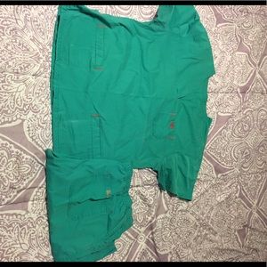 Woman's small teal green scrub set top and pants