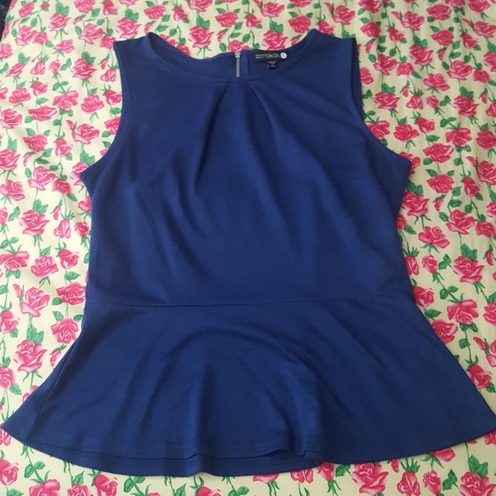 Navy peplum top