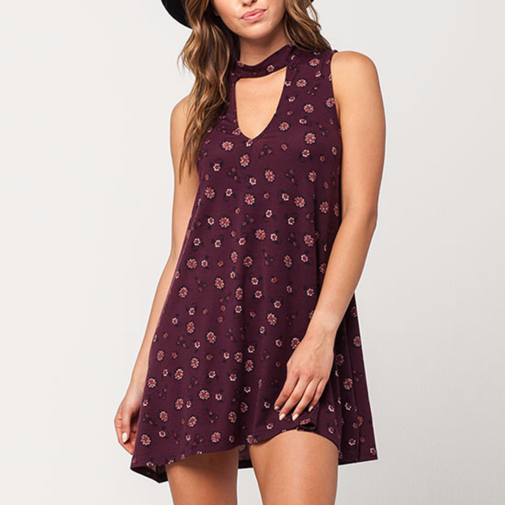 Tilly's Open Neck Dress, Purple Dress, Mini Dress