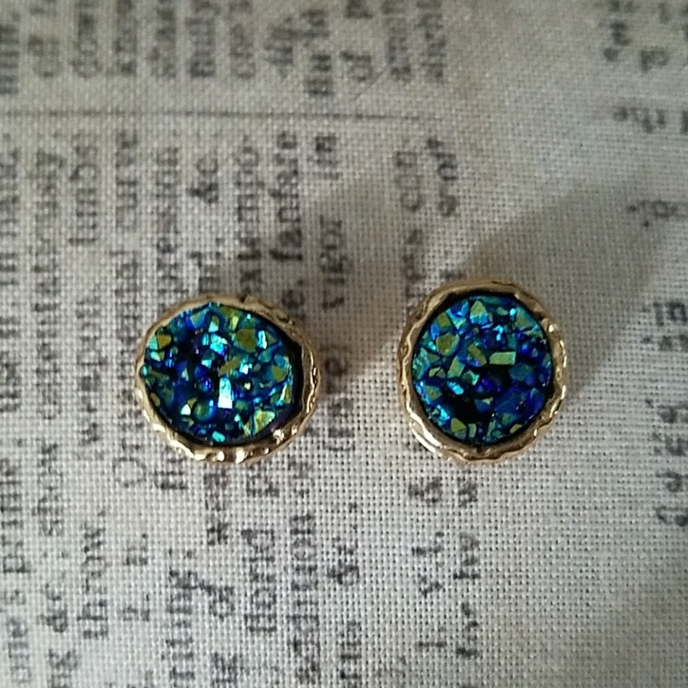 Blue druzy earrings