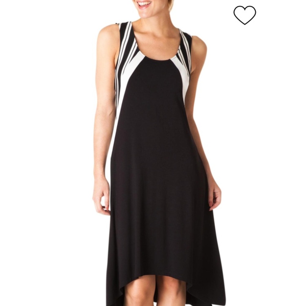 Black/White Stripe High-Low Dress