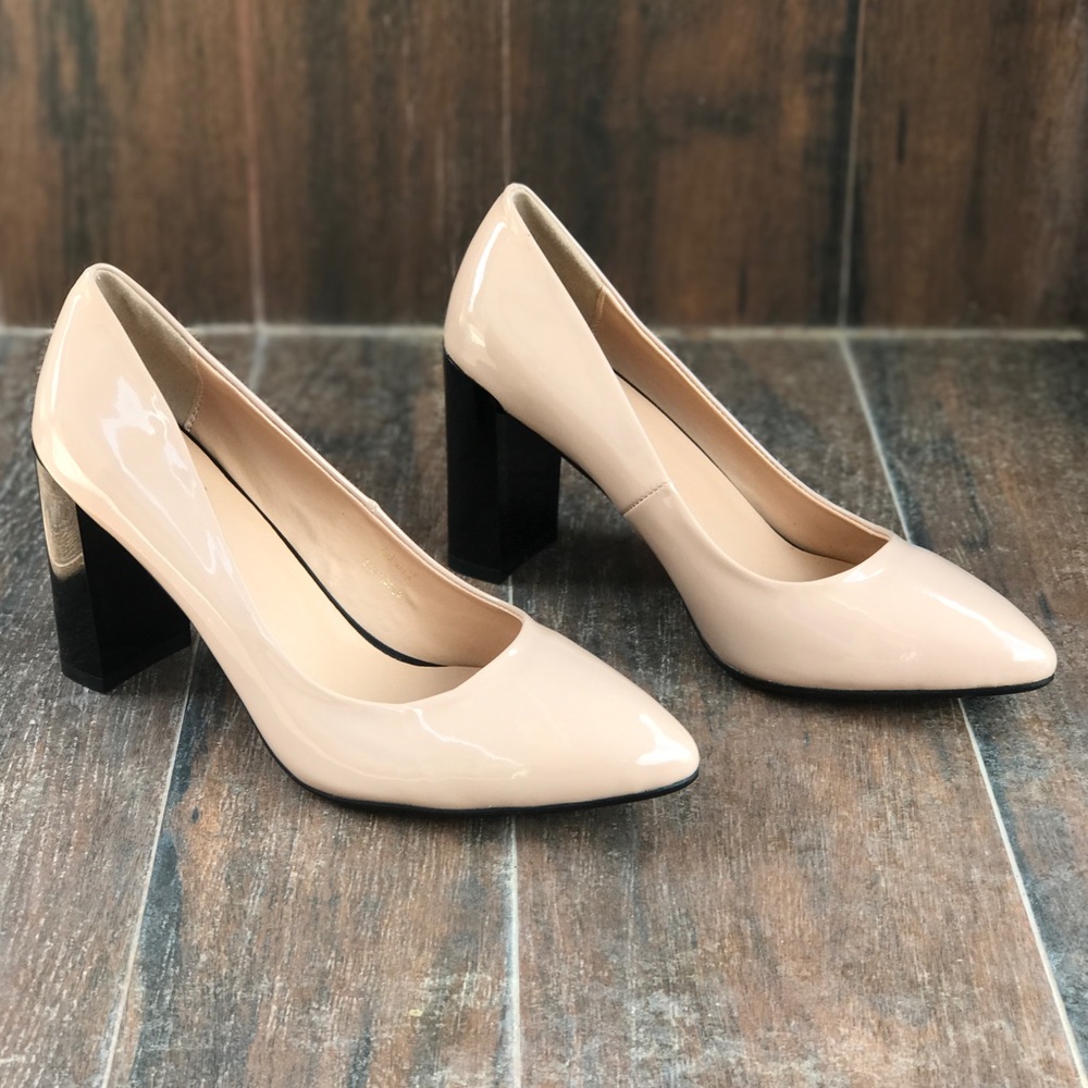 Beige Nude Block Heel Pump - Picture 2 of 8
