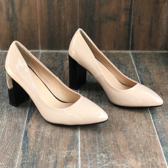 Beige Nude Block Heel Pump - Picture 2 of 8