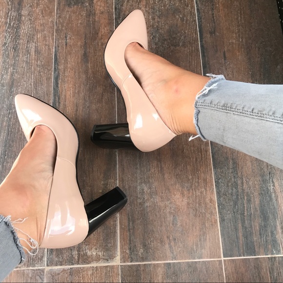 Beige Nude Block Heel Pump - Picture 4 of 8