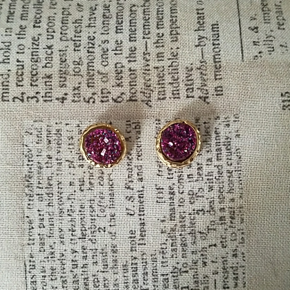 Purple Druzy Earrings