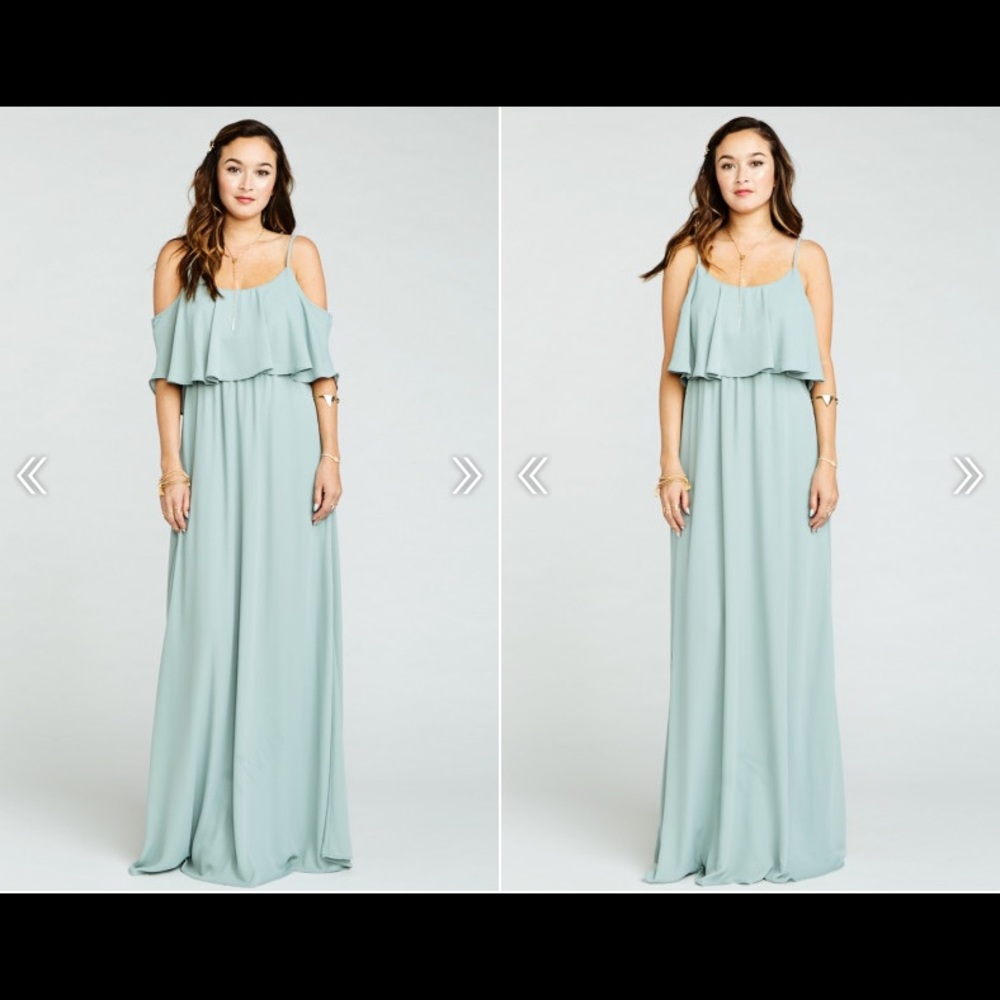 Mumu Caitlin Ruffle Maxi Dress - Silver Sage Crisp