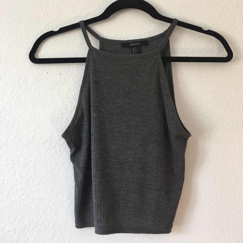 gray ribbed crop top
