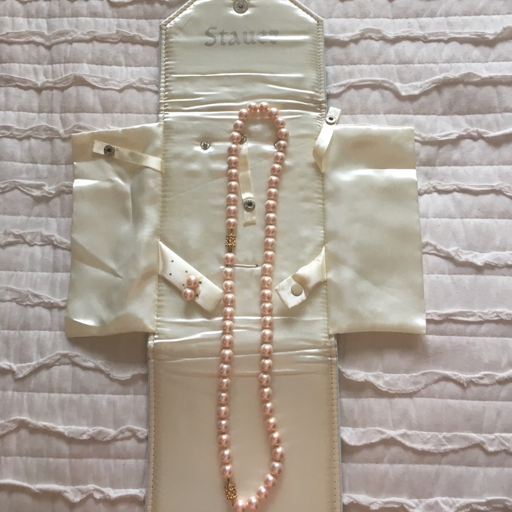 💗 Pink Pearl Necklace & Earring Bundle 💗