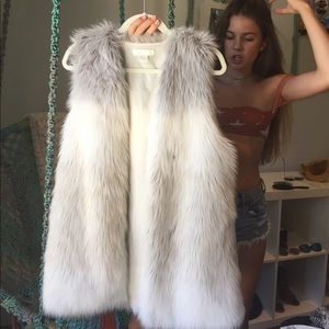 Faux fur grey and white vest