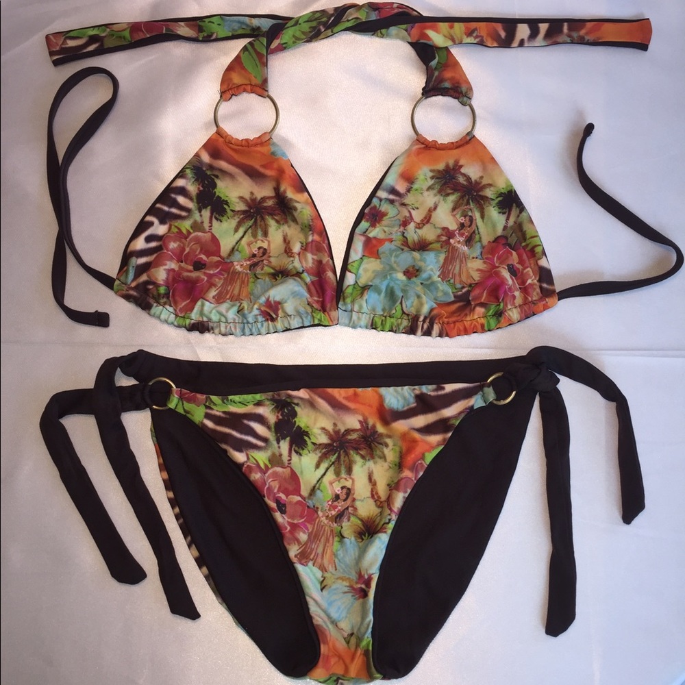 Bathing suit 2 piece reversible bikini