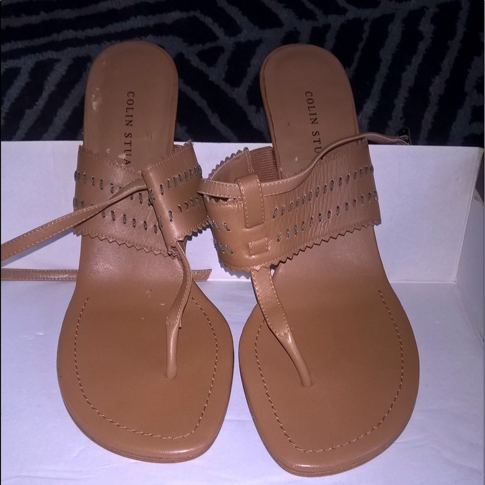 Leather sandals.