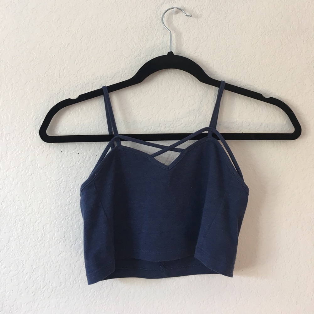 dark blue criss crossed croptop