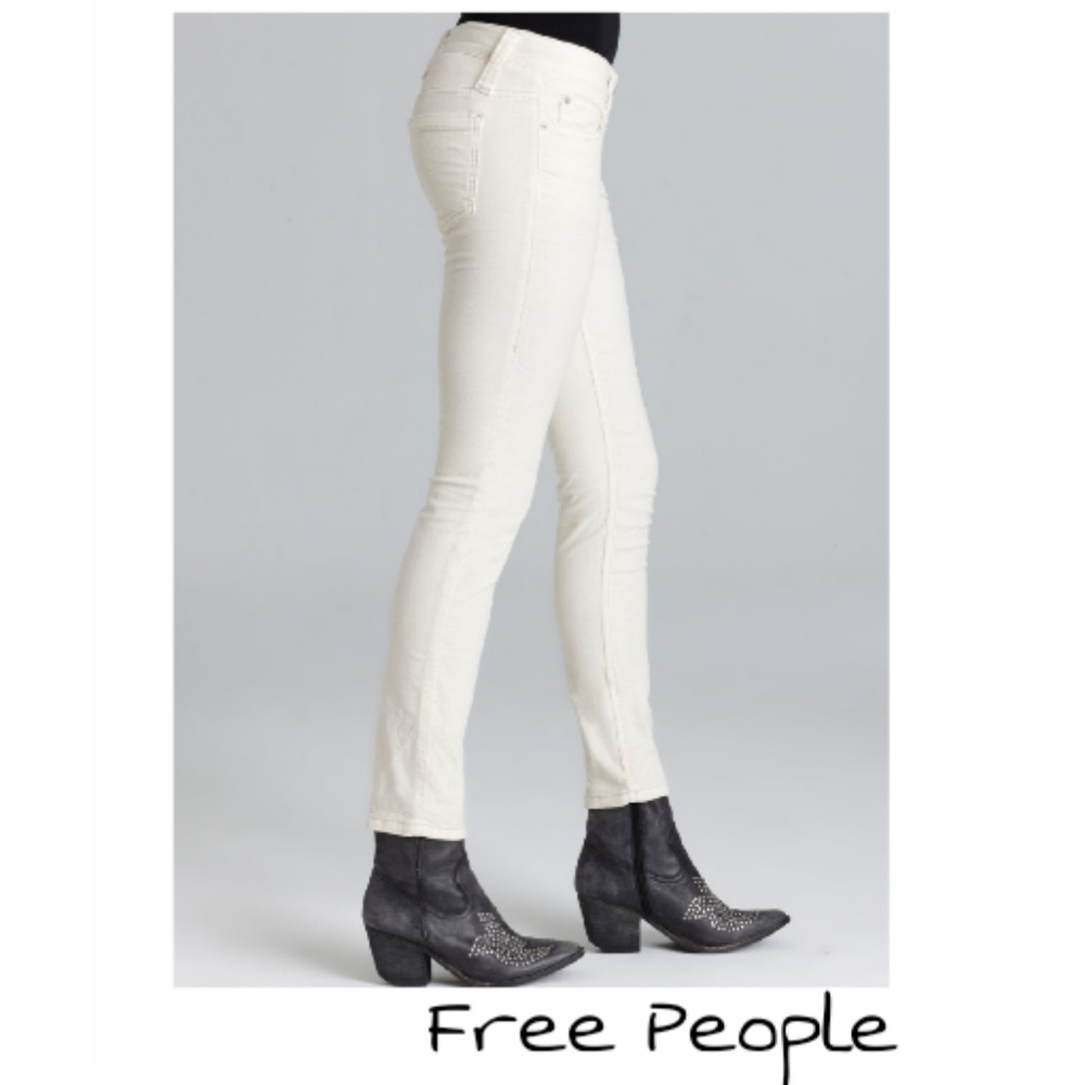 Free People Ivory Soft Corduroy Skinny Jeans