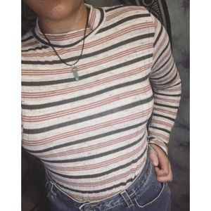 Striped Mock Neck