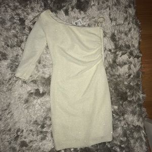 One sleeve white dress