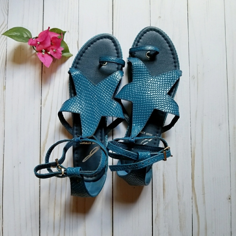 B Brian Atwood Blue Star O Ring Ankle Strap Sandal