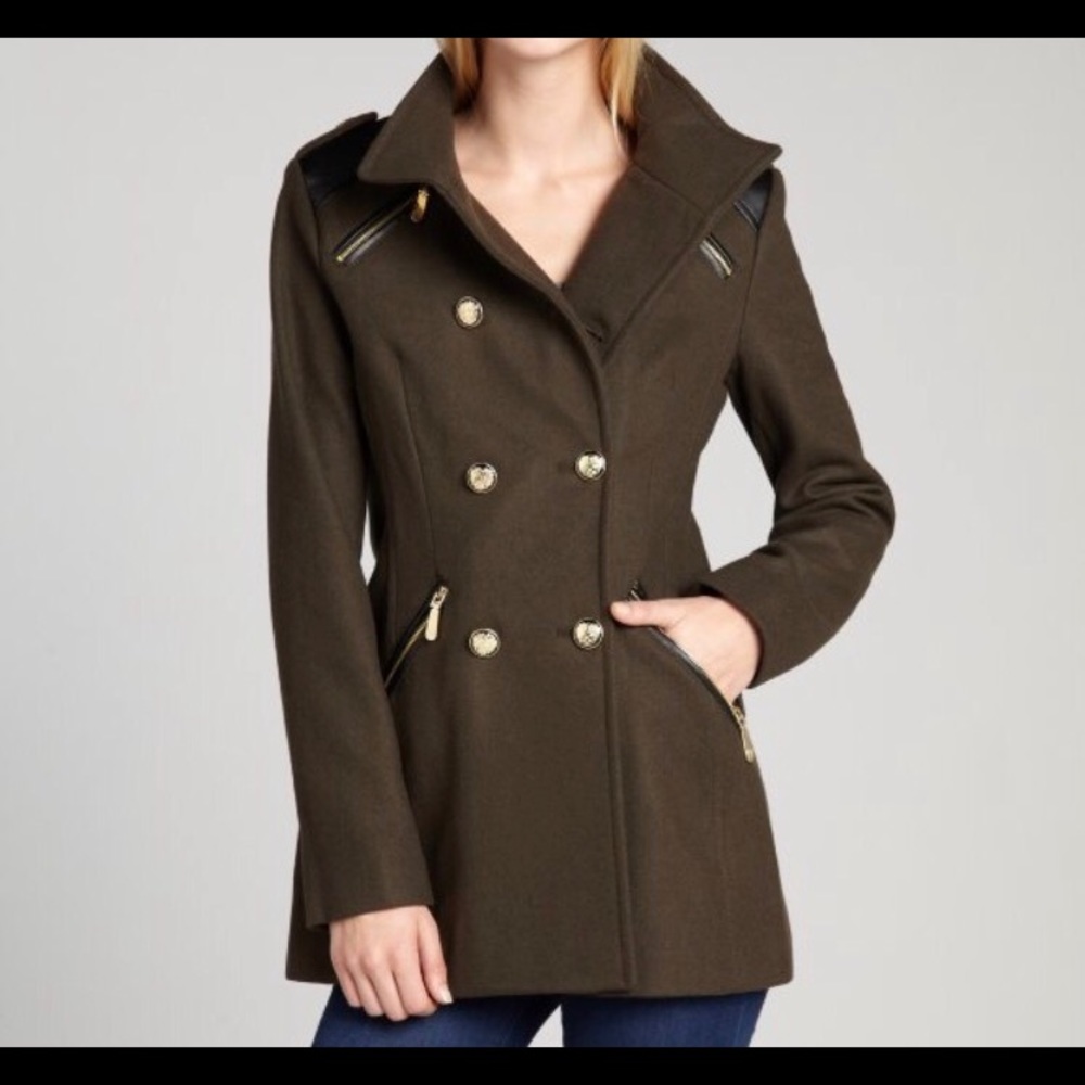 XS Vince Camuto Green Olive wool peacoat