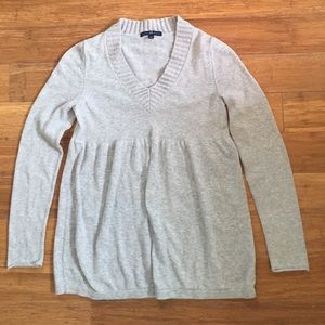 Gap Grey Cotton V-neck Sweater