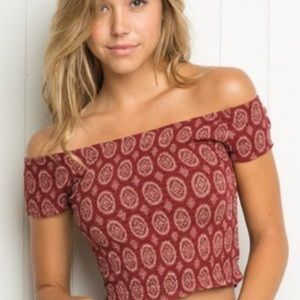 Brandy Melville red off the shoulder top