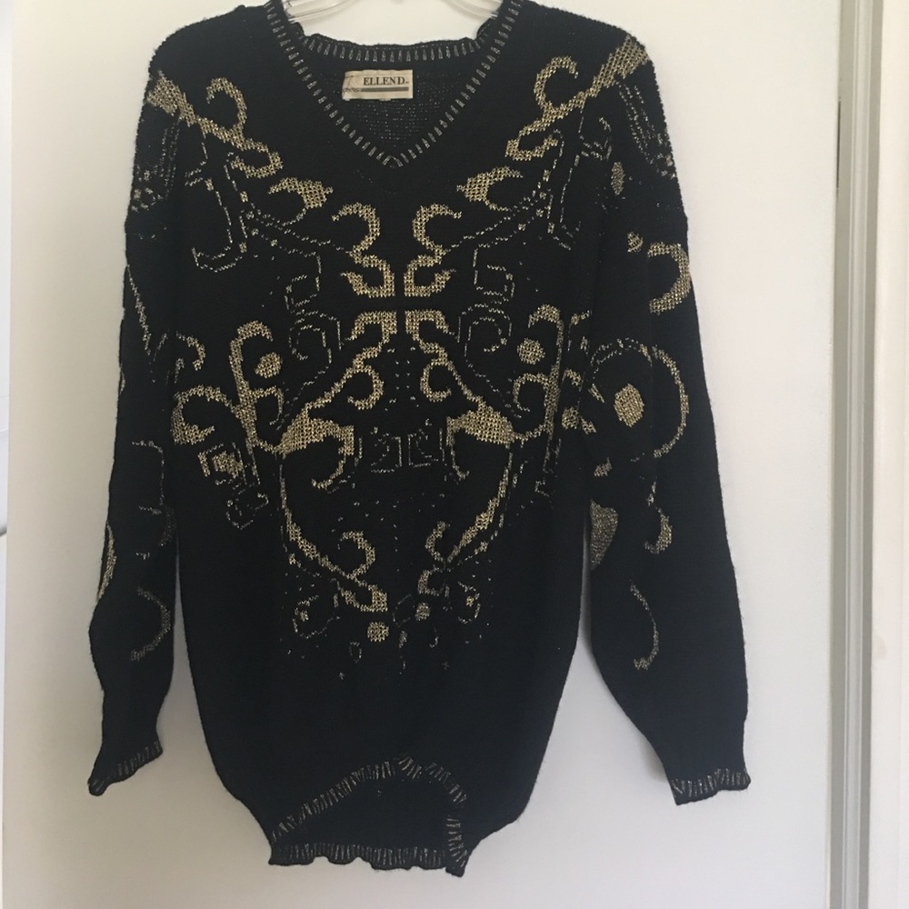 Vintage sweater gold and black festive
