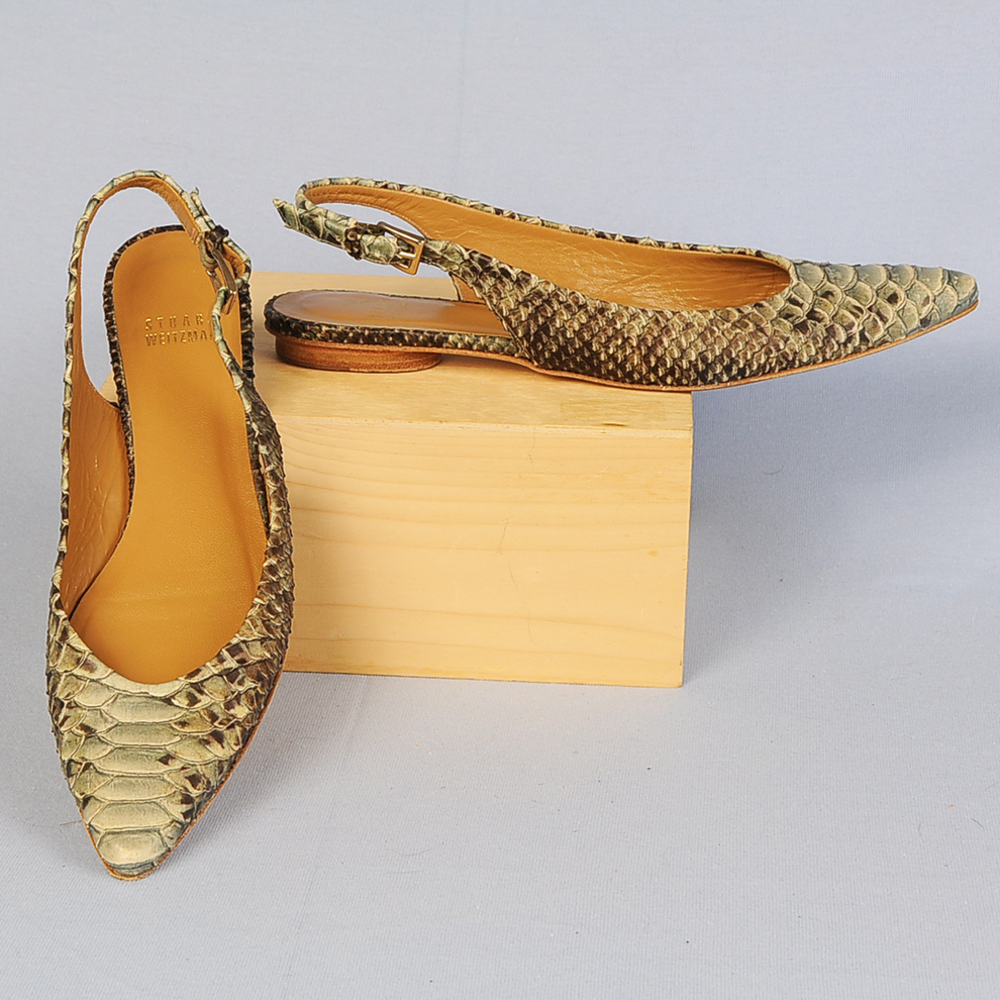 Stewart Weitzman Python Flat Slingbacks Size 8N