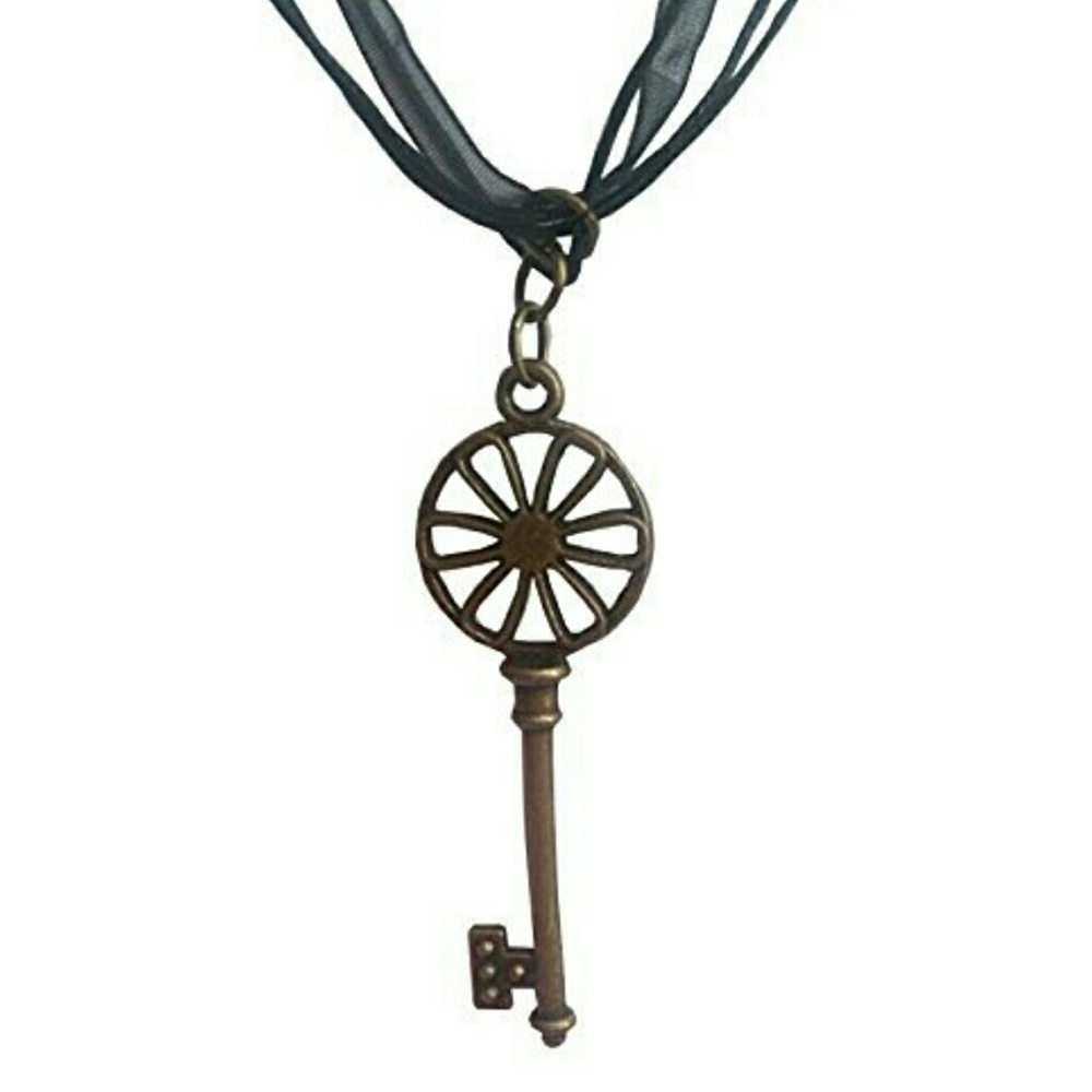 4/$16 Secret Garden Daisy Key on a Ribbon Choker