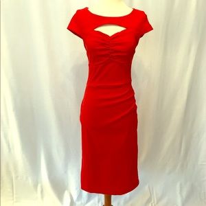 Red Sweatheart neckline ruched dress