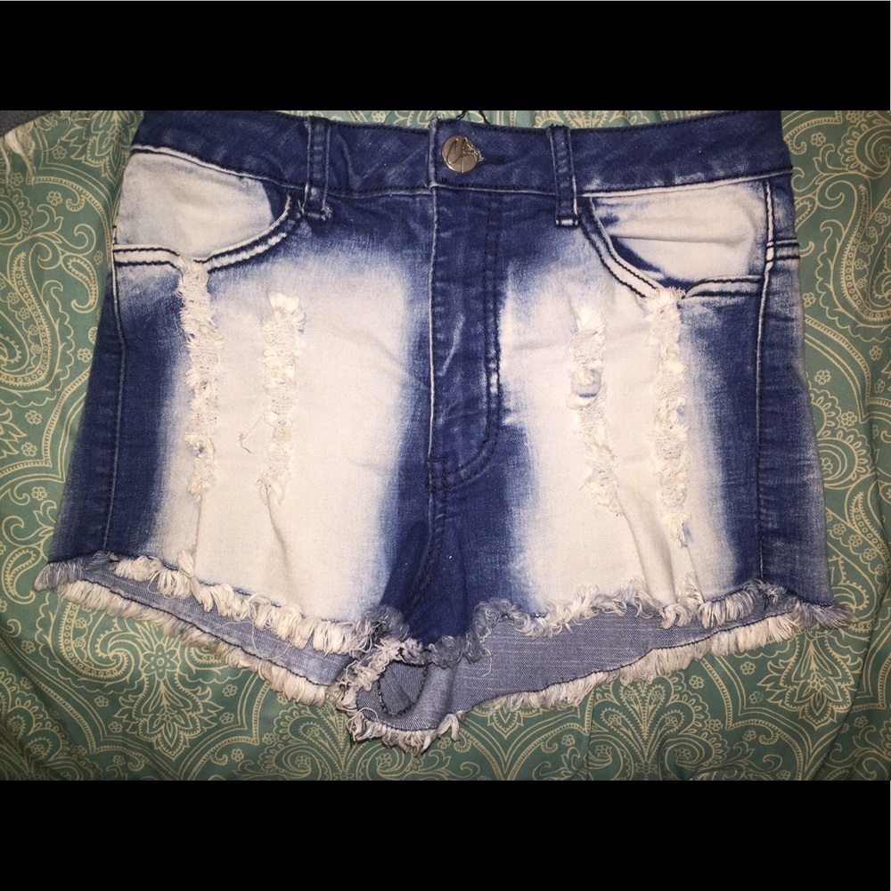 💓💓stone wash high waist shorts
