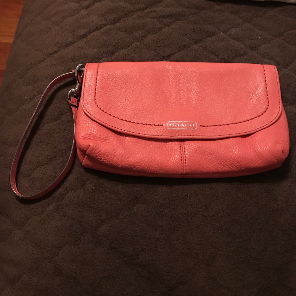 Authentic Coral Coach Wristlet- Used