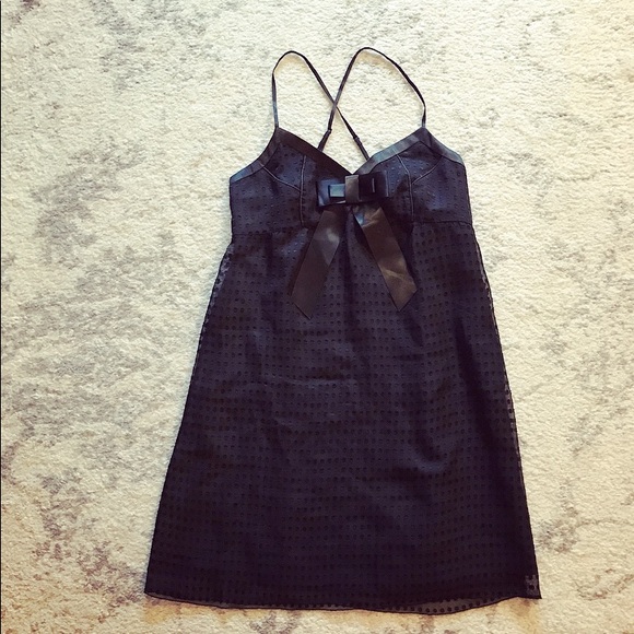 Black baby doll polka dot mesh bow dress - Picture 2 of 8