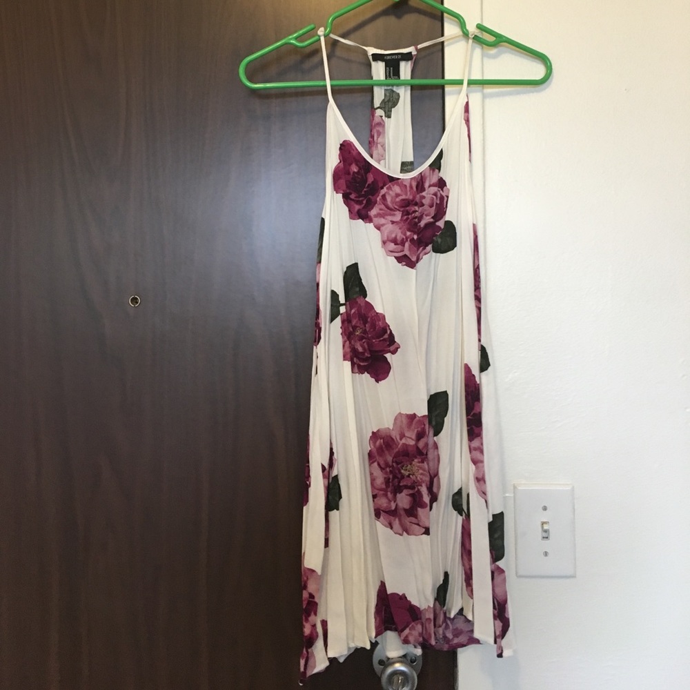 White summer floral print dress