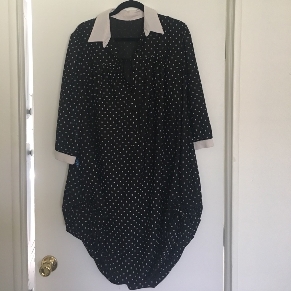 Oversize polka dot baby doll dress