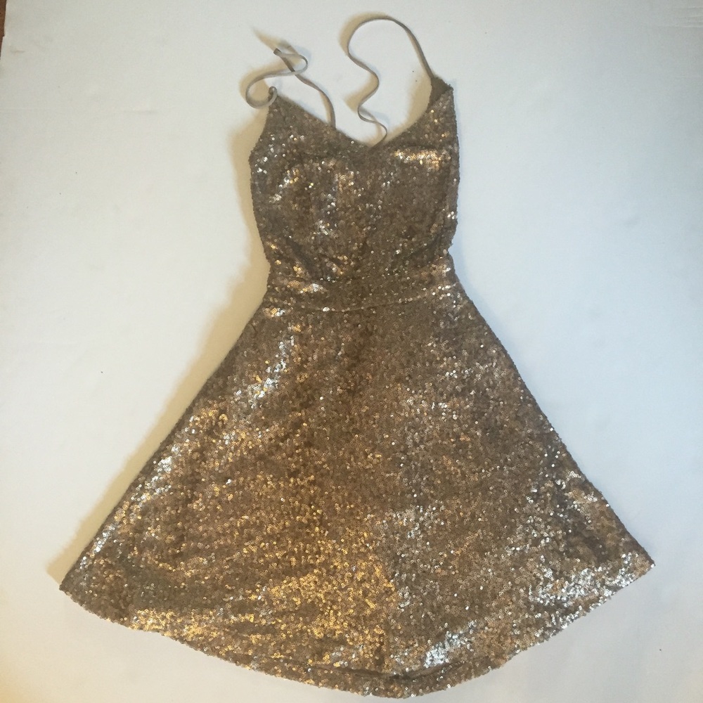 Tobi gold/ bronze skater sequin dress