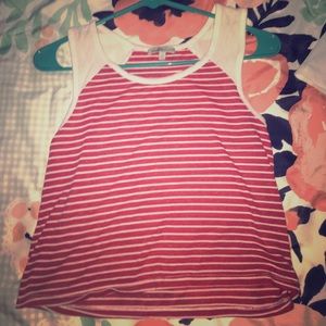 red and white striped crop top