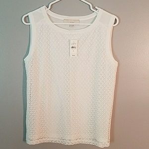 LOFT - White Lace Overlay Tank