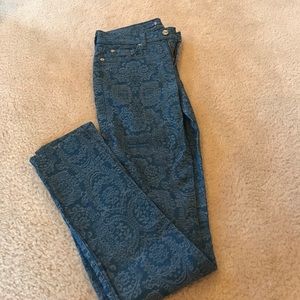7 for all mankind blue paisley patterned jeans