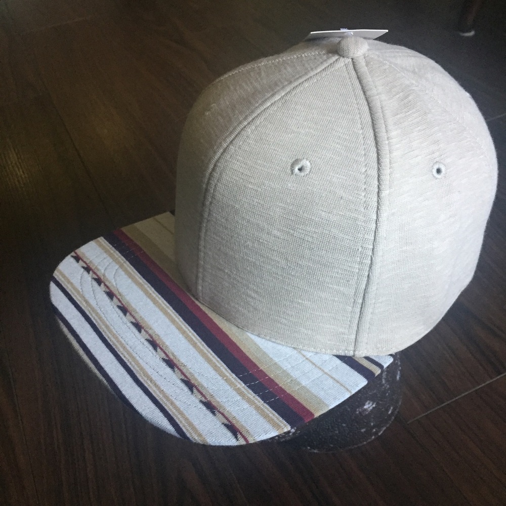 Tan Striped Brim Hat  SAMPLE SALE!