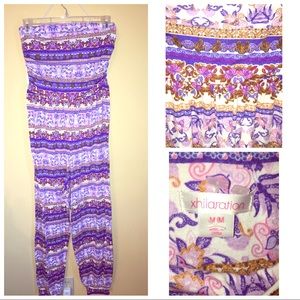 Purple Strapless Pantsuit