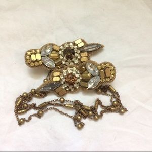 Anthropologie Art Deco Crystal Hair Clips Vintage