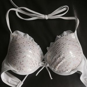 White Sequins Bikini Top Victoria's Secret